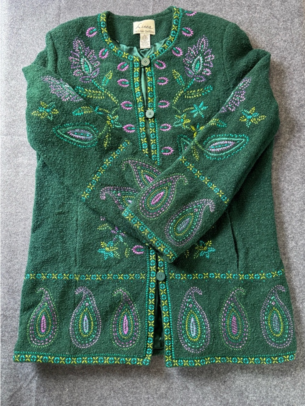 Linea by Louis Dell’Olio Wool Blend Embroidered Jacket